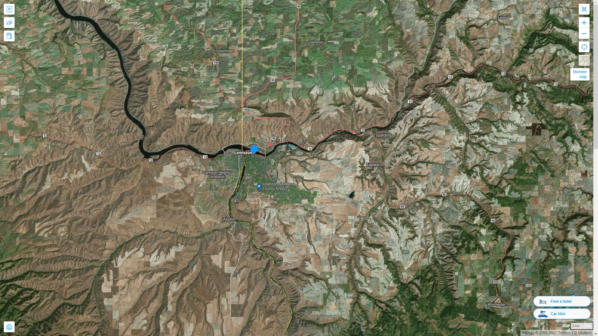 Lewiston idaho Highway and Road Map with Satellite View